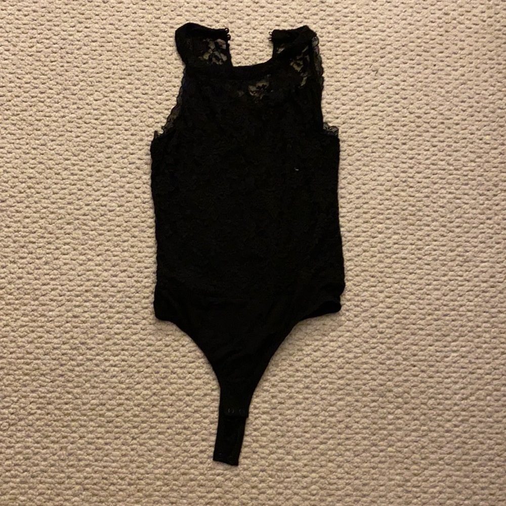 Black lace body suit